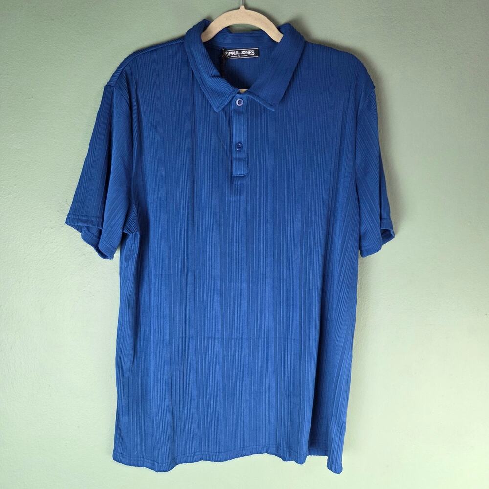 PJ Paul Jones Mens Polo Textured Knit Short Sleeve Stretchy Golf Shirt Sz Large